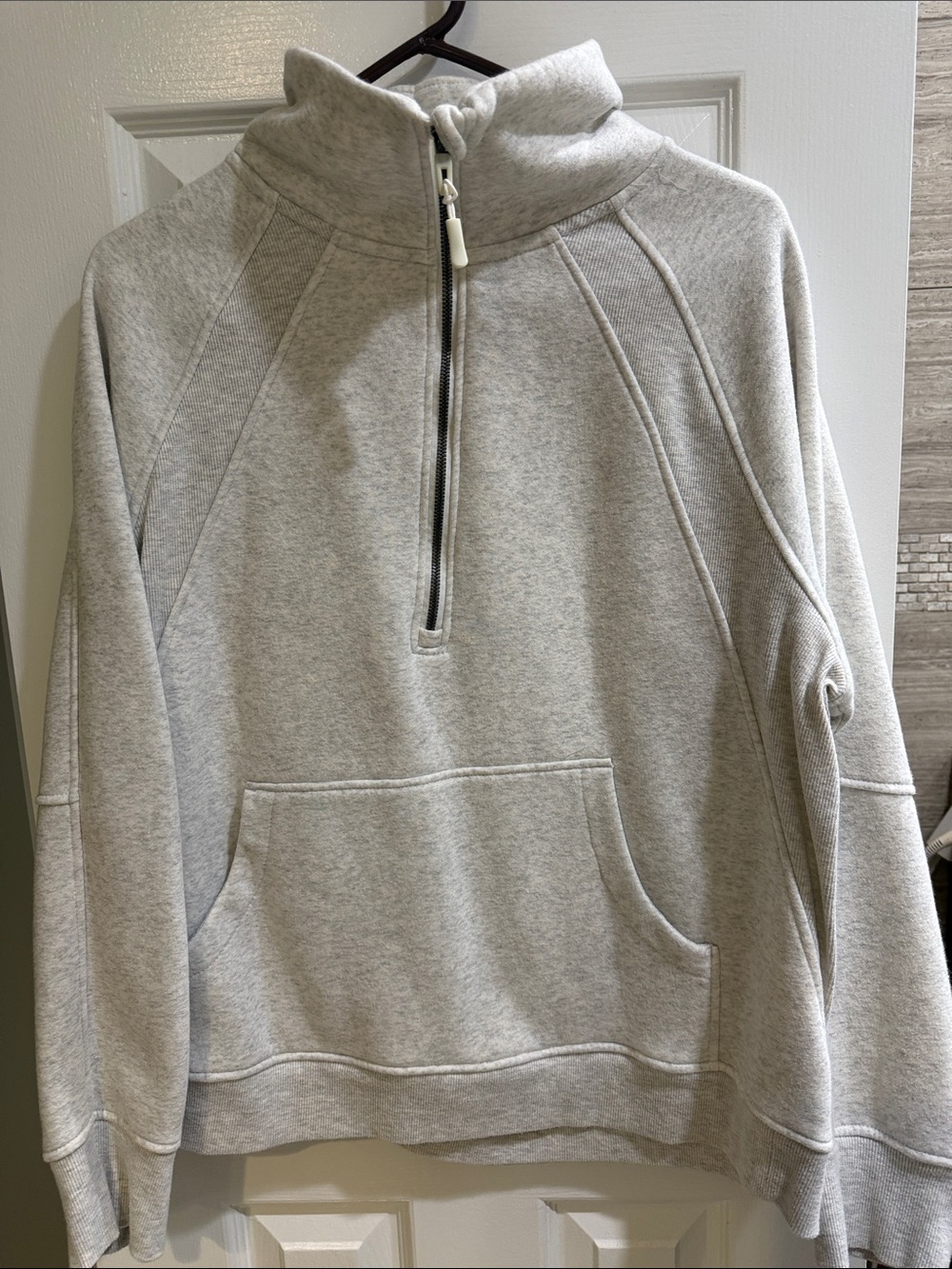 Danskin Light Gray Half-Zip Pullover Hoodie